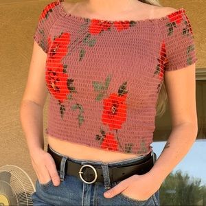 Kendall & Kylie off the shoulder floral top, sizeS